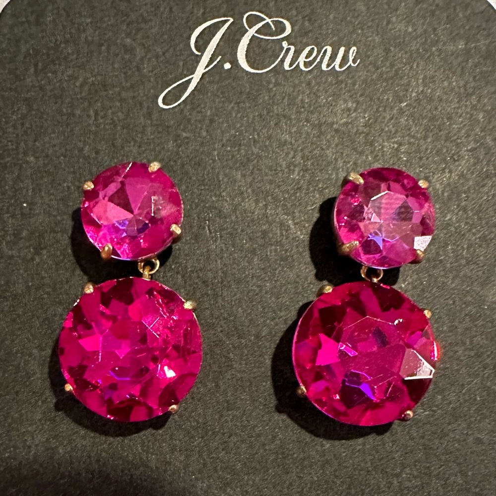 J.Crew beautiful pink two gem drop earrings